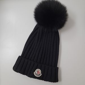 Moncler Ribbed Fur Pom Beanie